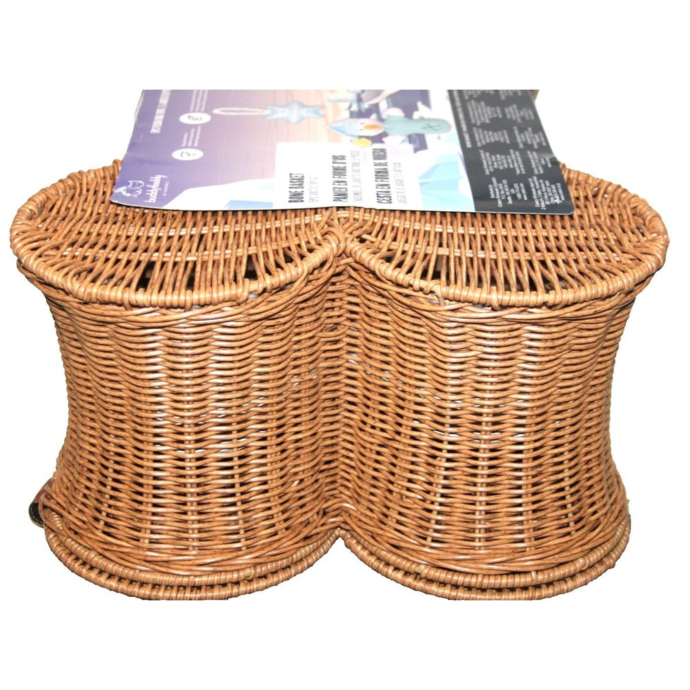 Buddy Buddy Whicker Dog Bone Basket Woven Pet Toy Storage Rustic Decor Vintage - Picture 5 of 10